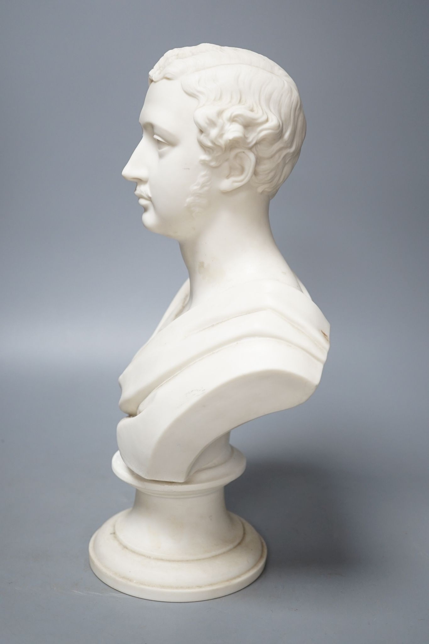 A mid 19th century Kerr & Binns Worcester bust of Prince Albert, impressed Worcester 34cm